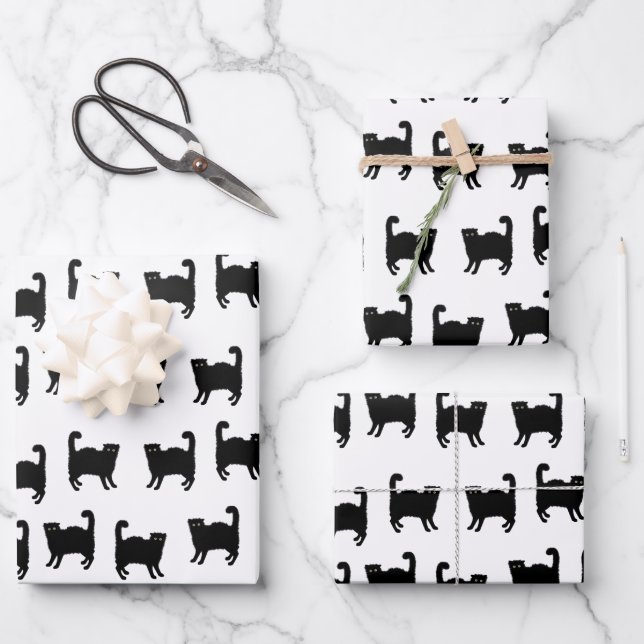 Scary Cats Wrapping Paper Sheets (Front)