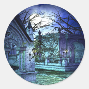 Scary Cemetery with Graveyard and Tombs Classic Round Sticker