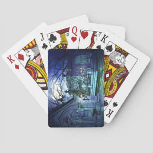 Scary Cemetery with Graveyard and Tombs Playing Cards