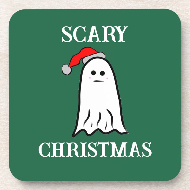 Scary Christmas Ghost Throw Pillow Coaster (Front)