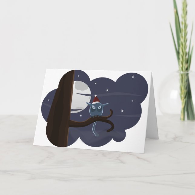 scary christmas owl holiday card (Front)