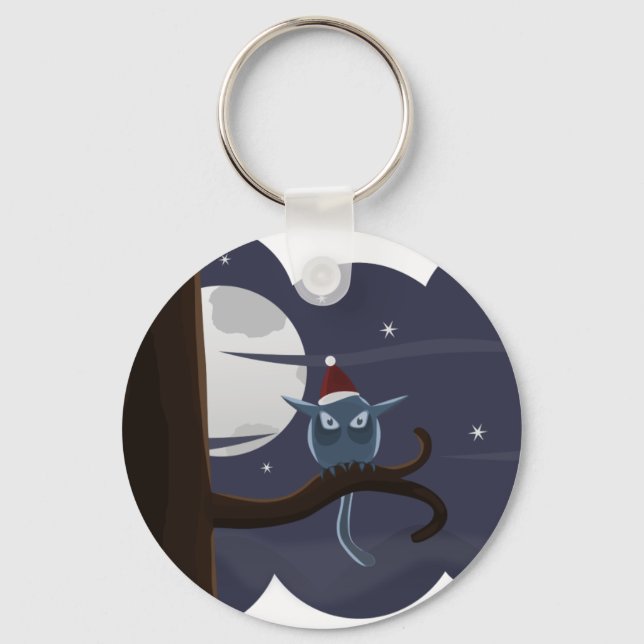 scary christmas owl key ring (Front)