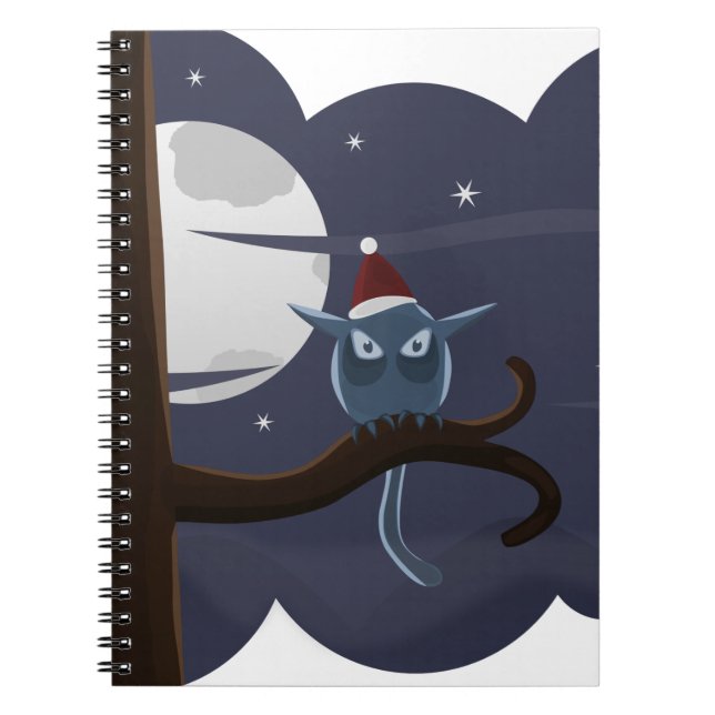 scary christmas owl spiral notebook (Front)