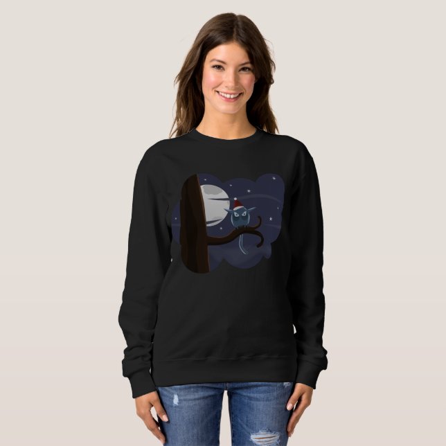 scary christmas owl womens sweatshirt (Front Full)
