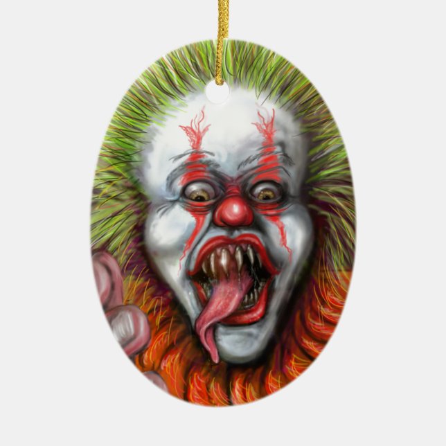scary Clown Ceramic Tree Decoration (Front)