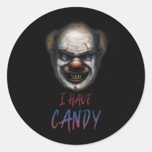 Scary Clown Creepy Halloween Shirt Have Candy Classic Round Sticker