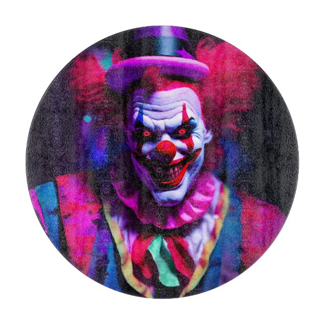scary clown cutting board (Front)