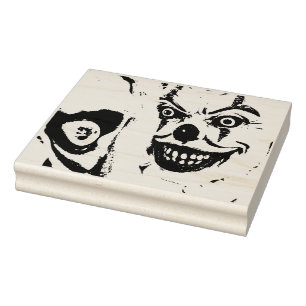 Scary Clown faces - Halloween card making Rubber Stamp