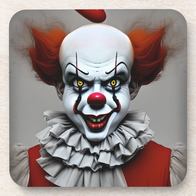 Scary Clown Horror Drinks Coaster  (Front)