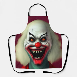 scary clown horror portrait ugly monster Halloween Apron