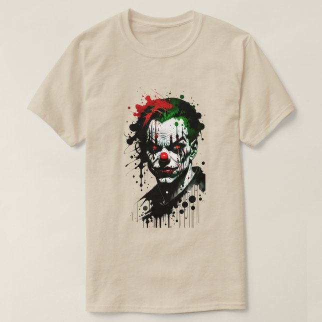Scary Clown Ink Halloween T-Shirt (Design Front)