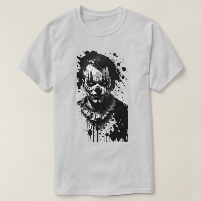 Scary Clown Ink Halloween T-Shirt (Design Front)