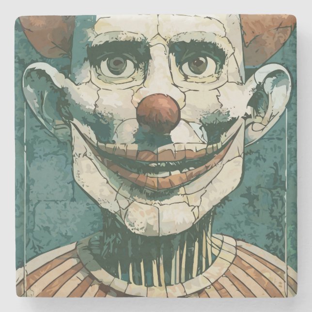 Scary Clown Stone Coaster (Front)