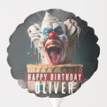 Scary clown themed Birthday Balloon<br><div class="desc">A birthday balloon featuring a Scary clown themed birthday cake with "Happy Birthday",  all-caps bold font. Personalise it by adding your name(s).</div>