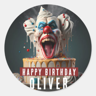 Scary clown themed Birthday Classic Round Sticker