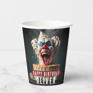 Scary clown themed Birthday Paper Cups