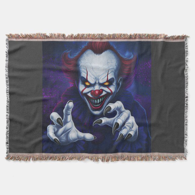 Scary Clown Throw Blanket (Front)