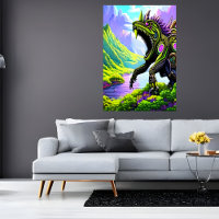 Scary colossal beast in the mountain | AI Art