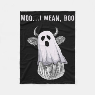Scary Cow Farmer Halloween Ghost Funny Moo I Mean Fleece Blanket