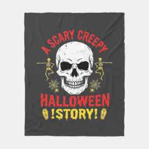 Scary Creepy Halloween Story Skull Design_1 Fleece Blanket