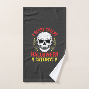 Scary Creepy Halloween Story Skull Design_1 Hand Towel