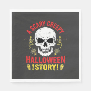 Scary Creepy Halloween Story Skull Design_1 Napkin