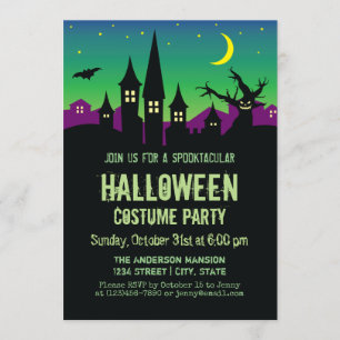 Scary Creepy Haunted House Halloween Costume Party Invitation