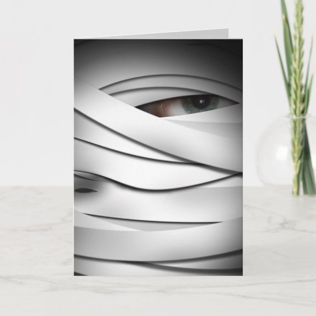 Scary Creepy One Eyed Halloween Mummy Card (Front)