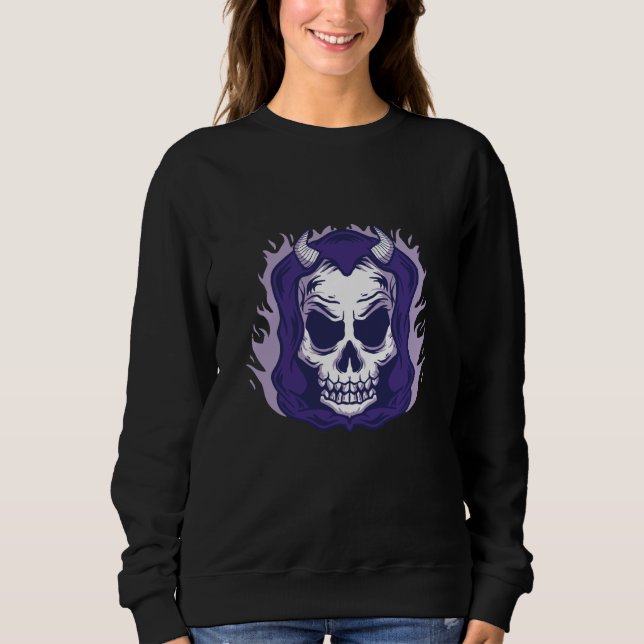 Scary creepy skull face skeleton sweatshirt (Front)