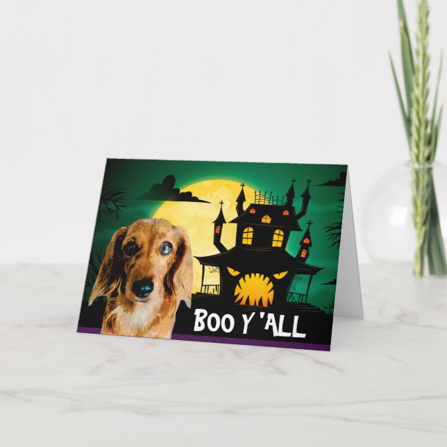 Scary Dachshund Halloween Card (Front)