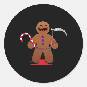 Scary Death Gingerbread Man For Halloween Classic Round Sticker