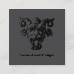 Scary Demonic Face with horns Square Business Card