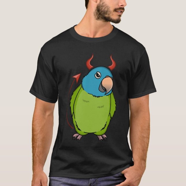 Scary Devil Costume Parrot I Blue crowned Conure T-Shirt (Front)