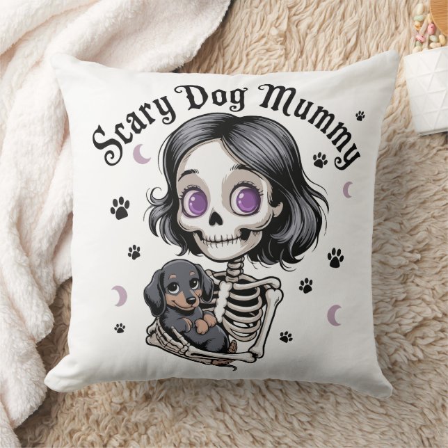  Scary Dog Mummy Skeleton Dachshund  Cushion (Blanket)