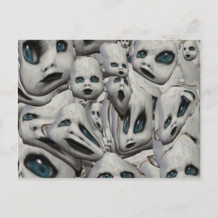 scary doll-face paper products dark art postcard