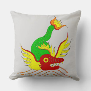 scary dragon print cushion