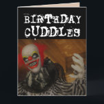 SCARY EVIL CLOWN BIRTHDAY CUDDLES & KISS Cards<br><div class="desc">SCARY BIRTHDAY CLOWN CUDDLES OVERSIZED CARD. (ALSO AVAILBLE IN SMALLER SIZES) FUNNY MESSAGE INSIDE.</div>