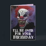 SCARY EVIL CLOWN BIRTHDAY FUNNY Greeting Card<br><div class="desc">SCARY BIRTHDAY CLOWN OVERSIZED CARD. (ALSO AVAILBLE IN SMALLER SIZES) FUNNY MESSAGE INSIDE.</div>