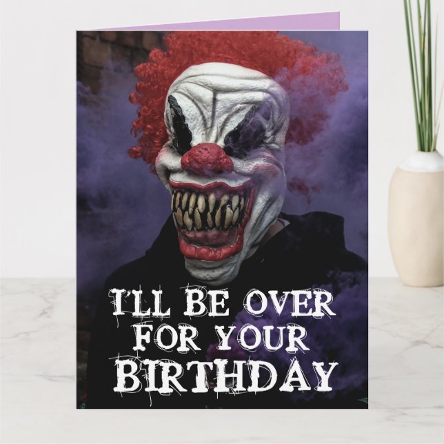 SCARY EVIL CLOWN BIRTHDAY SNUGGLE Greeting Card (Front)