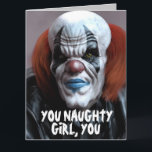 SCARY EVIL CLOWN FOR HER HUG FUNNY GREETING CARDS<br><div class="desc">SCARY BIRTHDAY CLOWN OVERSIZED CARD. (ALSO AVAILBLE IN SMALLER SIZES) FUNNY MESSAGE INSIDE.</div>