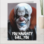 SCARY EVIL CLOWN FOR HER HUG FUNNY GREETING CARDS<br><div class="desc">SCARY BIRTHDAY CLOWN OVERSIZED CARD. (ALSO AVAILBLE IN SMALLER SIZES) FUNNY MESSAGE INSIDE.</div>