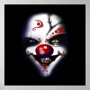 scary evil clown halloween party poster FROM 8.99