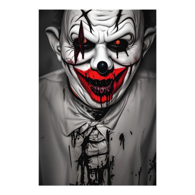 Scary Evil Smiling Clown Photo Print (Front)