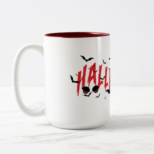 Scary Eyes, Halloween Mood Two-Tone Coffee Mug (Left)