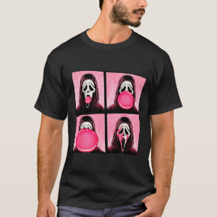 Scary Face Bubble Gum In October We Wear Pink Ghos T-Shirt