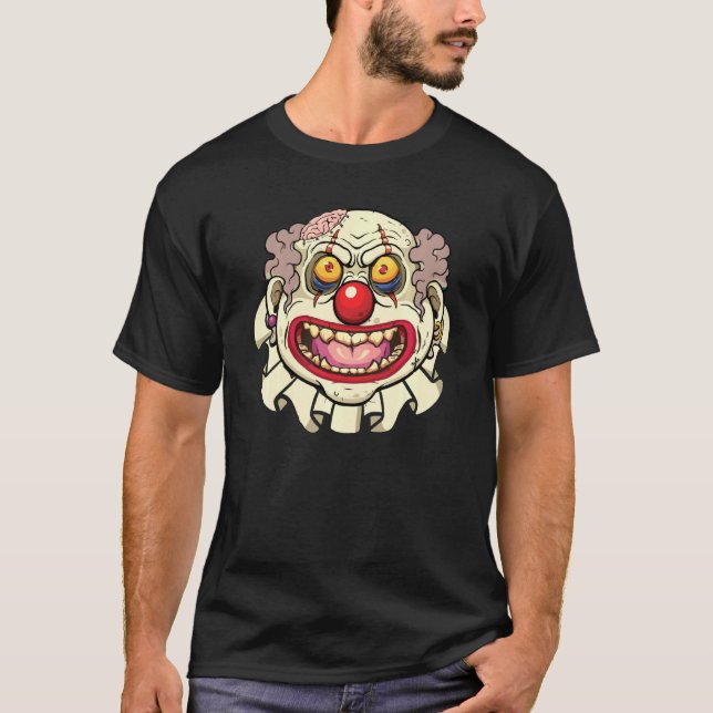 Scary Face Fat Joker Mask Goth Costume Horror Clow T-Shirt (Front)