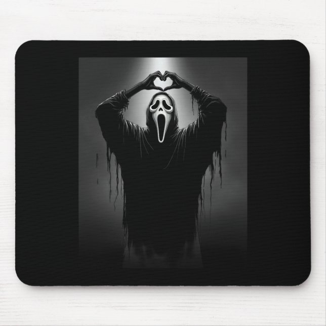Scary Face Horror Ghost Heart Hands Creepy Hallowe Mouse Pad (Front)