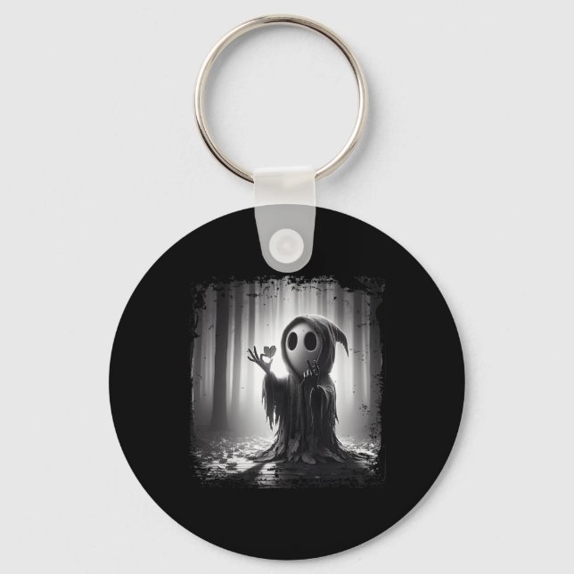 Scary Face Horror Poster Halloween Ghost Heart Sha Key Ring (Front)