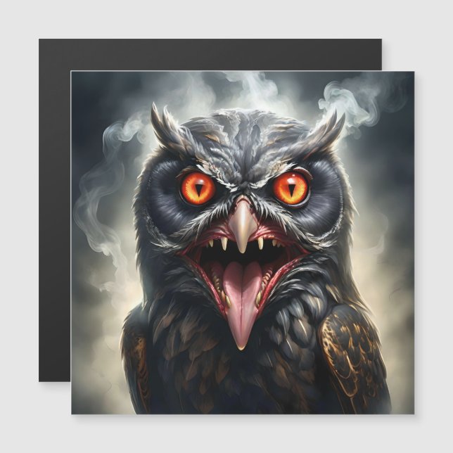Scary Fanged Vampire Owl, (Front/Back)
