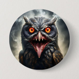 Scary Fanged Vampire Owl, 7.5 Cm Round Badge